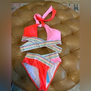 NWT neon two piece swim